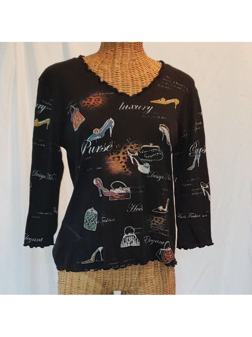 Vintage Ladies CACTUS Lightweight Cropped Printed Sweater - L